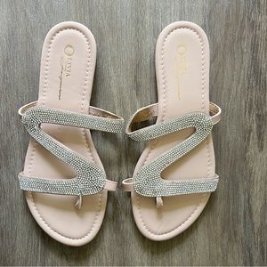 Nude & Rhinestone Flat Sandal
